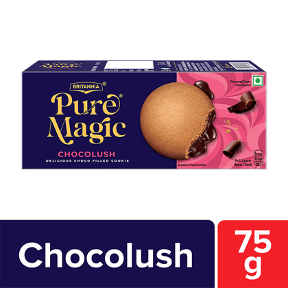 Britannia Chocolush - Extra Crunchy Biscuit With Gooey Choco-Filling, 75 G Britannia Chocolush - Extra Crunchy Biscuit With Gooey Choco-Filling, 75 G