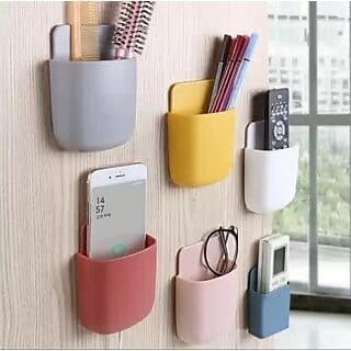 4 Pcs Multipurpose Wall Mount Mobile Holder, Charging Holder, (Multicolor) Stationery Organizer (Pack of 2) _345441clone