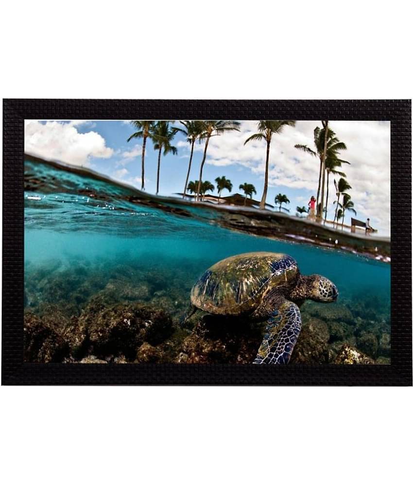 eCraftIndia Green & Blue Sea Side UV Wall Art