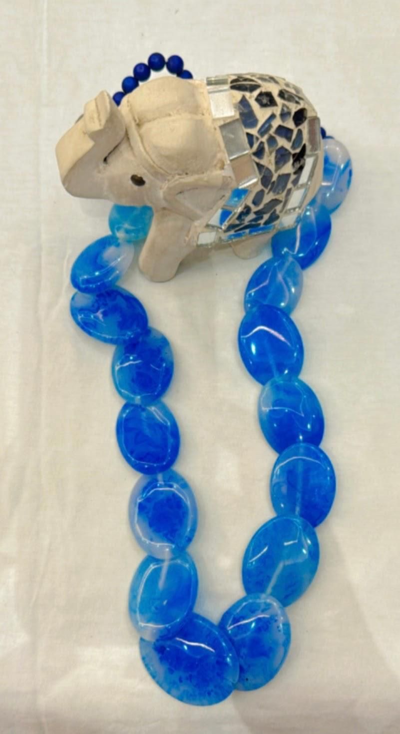 RNK Blue Oval Shape Beads Necklace Set
