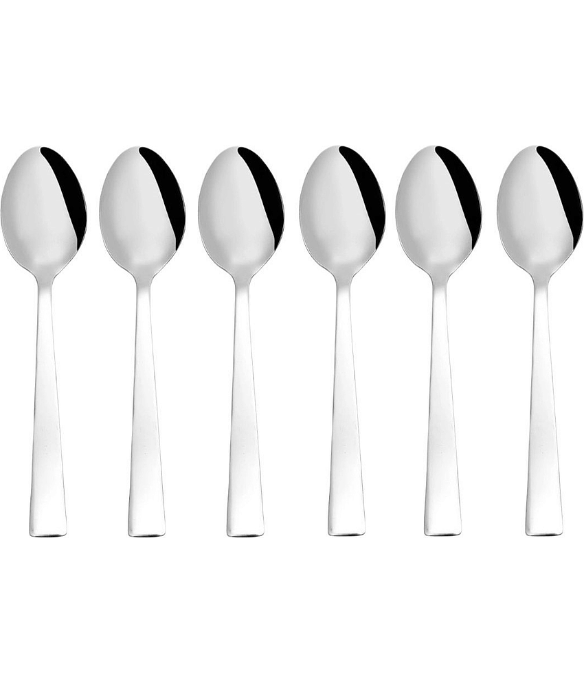 Cutlux Cutlux Desert Spoon Stainless Steel Plain Table Spoon Silver ( Pack of 6 )