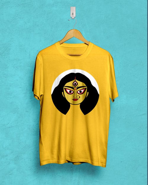 Maa durga | BENGALI GRAPHICS TSHIRTS |-Yellow / X-small
