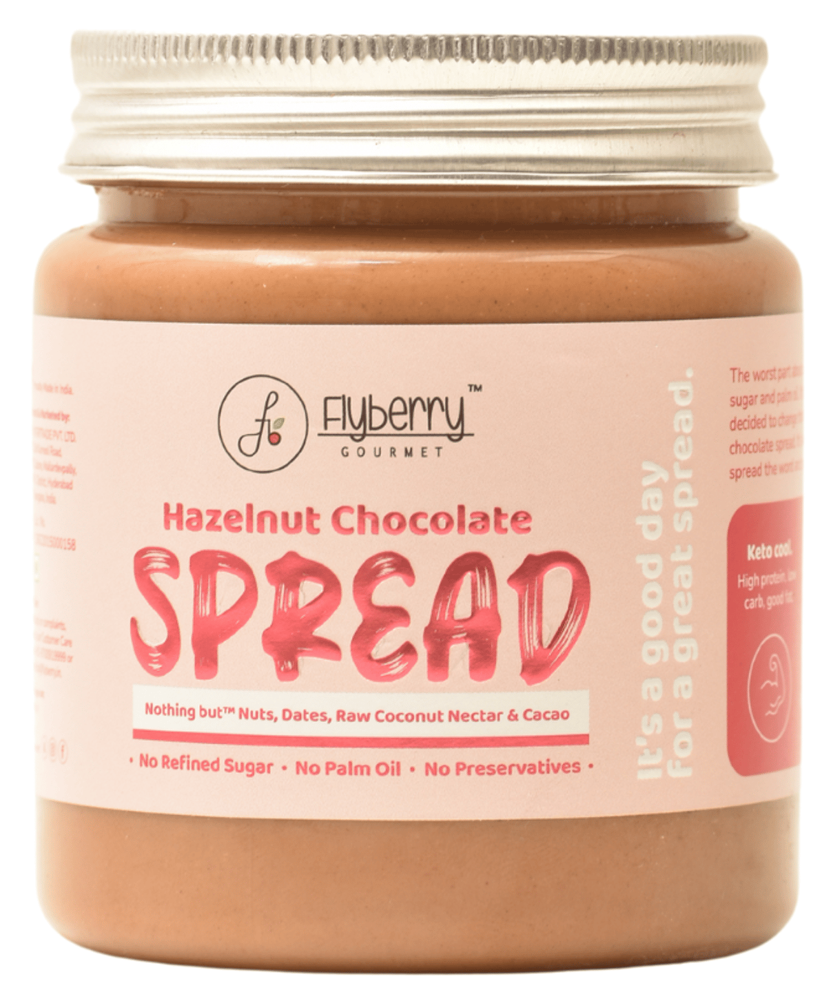 Flyberry Gourmet Choco Hazelnut Spread, 500g | Sugarfree | Vegan | Keto & Diabetes Friendly