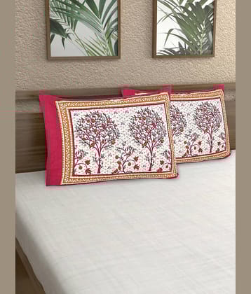 AJ Home - Pack of 2 Cotton Floral Regular Pillow Cover ( 68.58 cm(27) x 43.18 cm(17) ) - Red