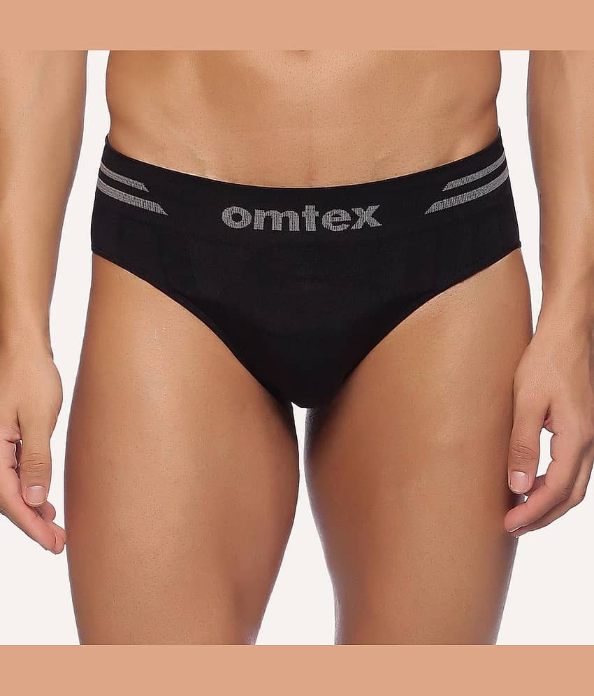 Omtex Pack of 1 Nylon Briefs For Men's ( Black )