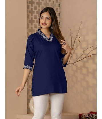 Kapadia Women's Rayon Regular Top ( Blue )