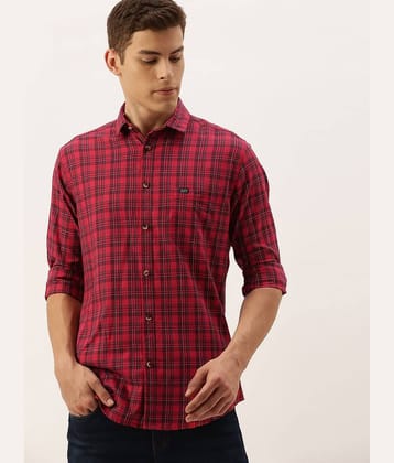 The Indian Garage Co. 100% Cotton Slim Fit Checks Full Sleeves Men's Casual Shirt - Red ( Pack of 1 )