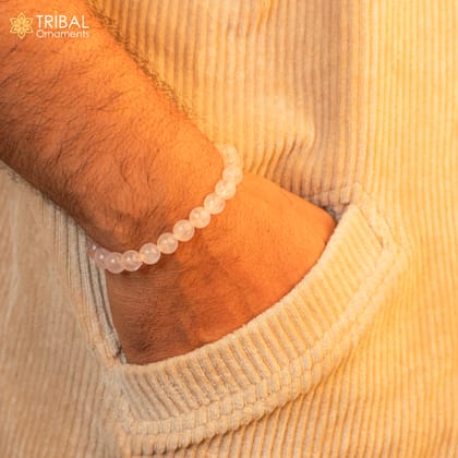 8 MM rose quartz natural gemstone beaded handmade bracelet, customized unisex Jewelry,stnbr134