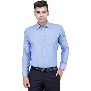 Baleshwar Men Blue Solid Formal Shirt (Pack of 1)
