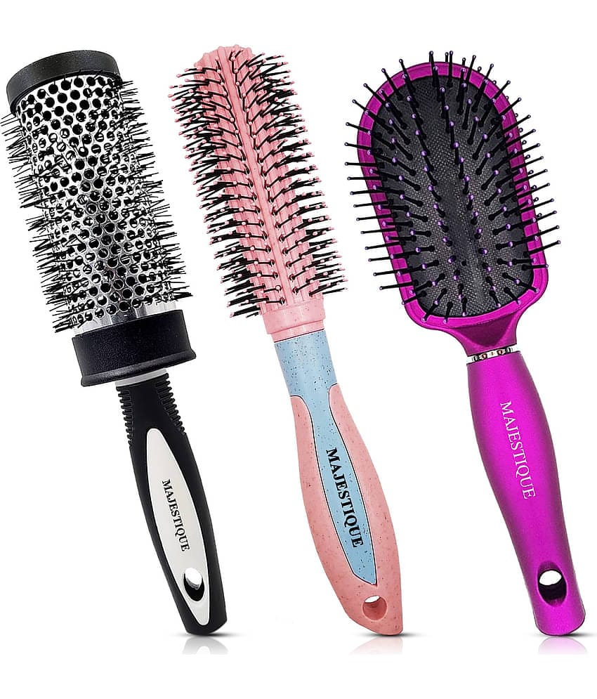 Majestique Hair Round Brush for Blow Drying & Hair Styling with Nylon Bristles - Color May Vary