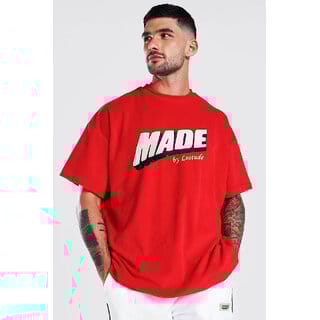 Leotude Men Red Printed Cotton Blend T-Shirt