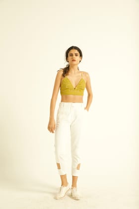 CUTOUT CORDUROY PANT-M / White