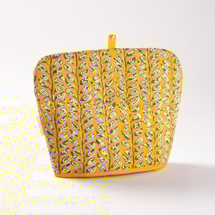 Hand Block-Printed Cotton Tea Cozy Yellow & Grey, 8 x 10-Yellow & Grey / 8 Inches x 10 Inches / 100% Cotton