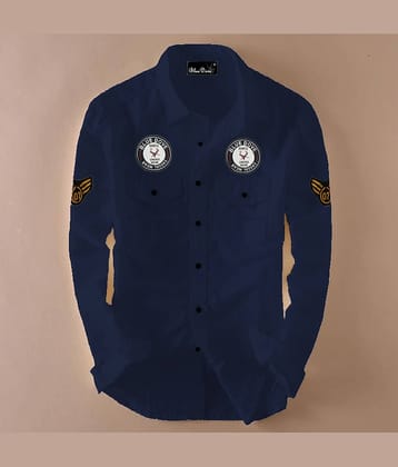 Blue dove Cotton Blend Regular Fit Solids Full Sleeves Men's Casual Shirt - Blue ( Pack of 1 )