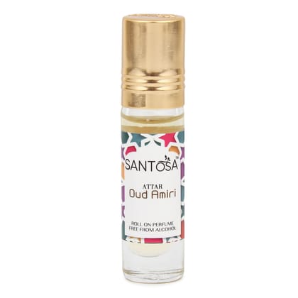 Santosa Original Oud Amiri Attar 6ml - Alcohol-Free, Rich Oud Scent, Ideal for Men, Perfect Diwali Gifts, Travel-Friendly, Roll On Perfume