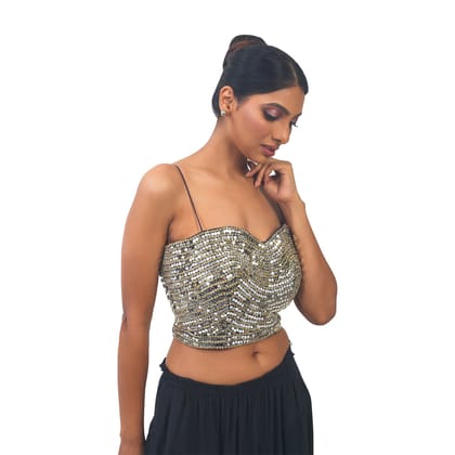 TheHangr Blue Mirror Work Designer Blouse -  32