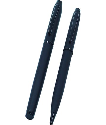 auteur Iris Black Color Matt Finish Roller Ball Pen & Ball Pen Gift Set Combo Pack Of 2 .