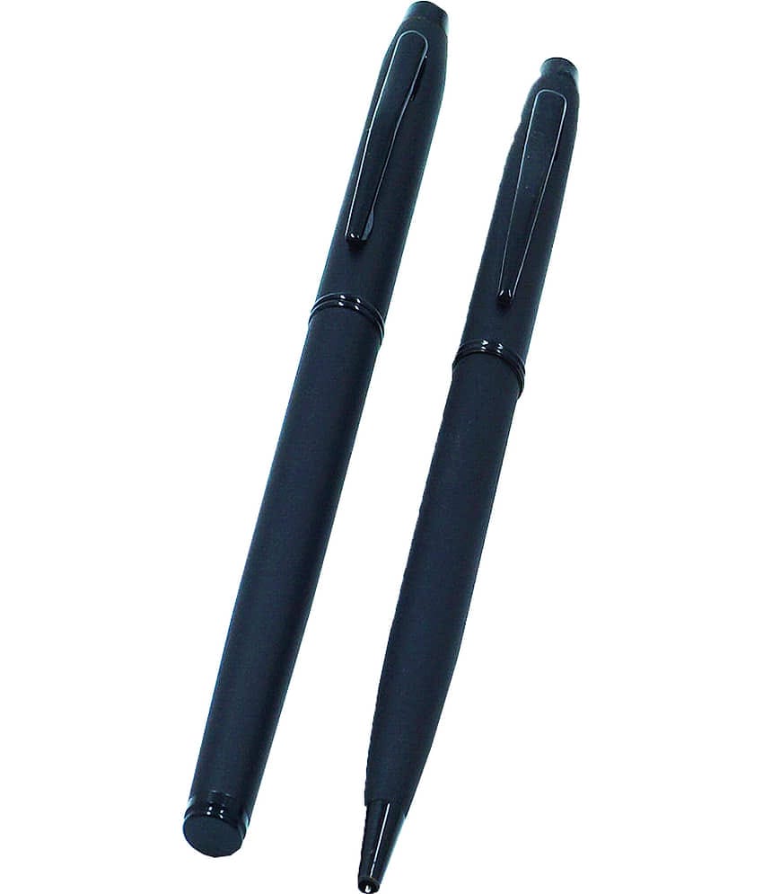auteur Iris Black Color Matt Finish Roller Ball Pen & Ball Pen Gift Set Combo Pack Of 2 .