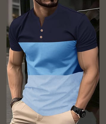Eyebogler Polyester Regular Fit Colorblock Half Sleeves Men's Mandarin Collar T-Shirt - Multicolor ( Pack of 1 )