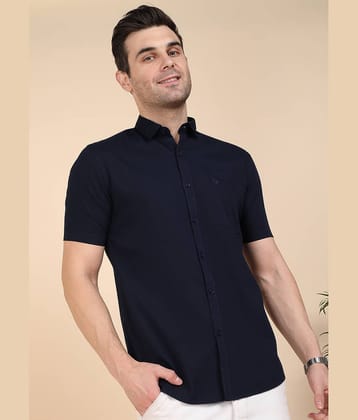 SAM & JACK 100% Cotton Slim Fit Solids Half Sleeves Men's Casual Shirt - Dark Blue ( Pack of 1 )