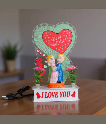 AWESOME CRAFT Romantic LED Couple Showpiece with Changing Lights | Best Wishes Acrylic Decorative Lamp | Cute Love Couple Figurine for Home Décor, Anniversary, Wedding & Valentine Gift