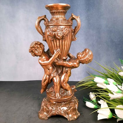 Vase | Flower Pot - Metal | Showpiece Cum Vase - Human Figurine Design - for Home Decoration, Living Room, Table, Shelf, Office , Interior Decor | Gifts for All Occasions - 15 Inch