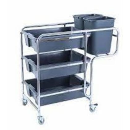 SS Trolley with Tray And Dustbin