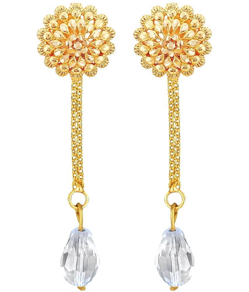 Vighnaharta Golden Drop Earrings ( Pack of 1 )