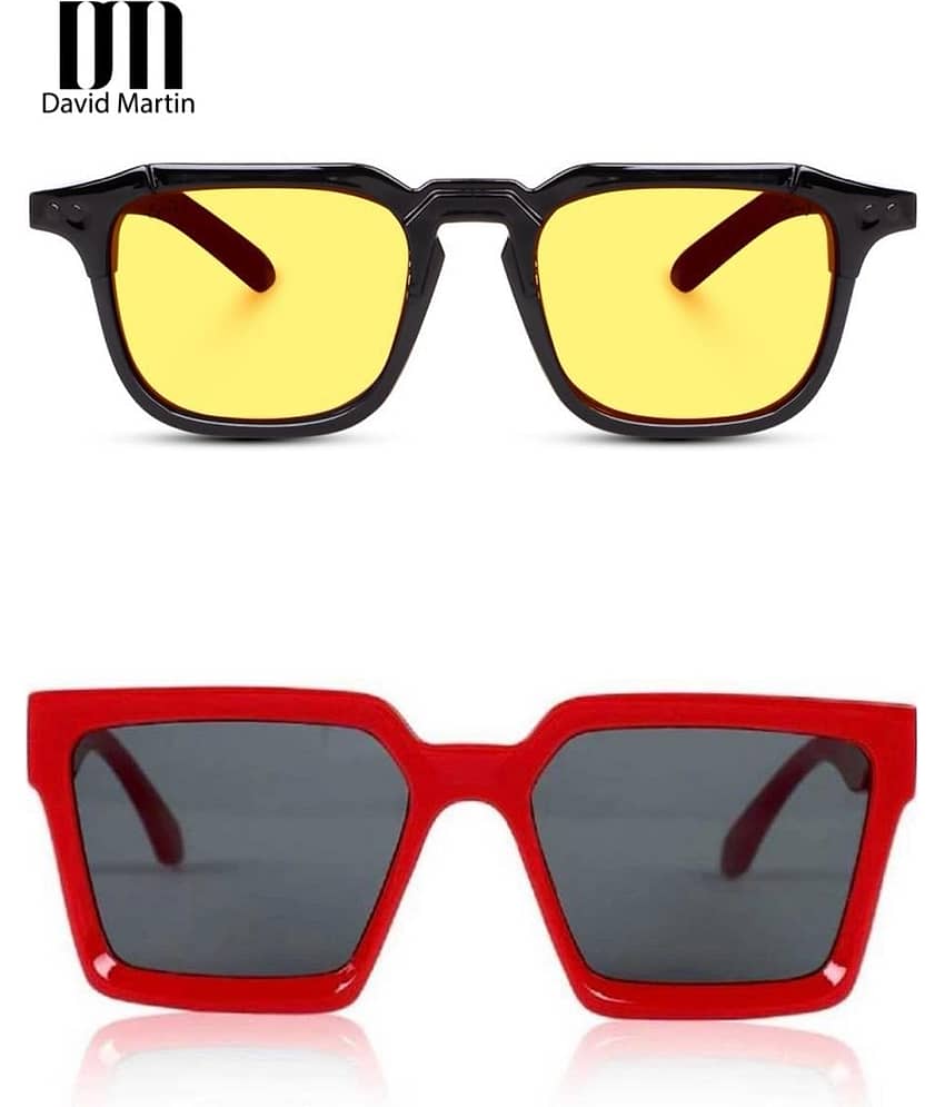 David Martin Multicolor Square Sunglasses ( Pack of 2 )