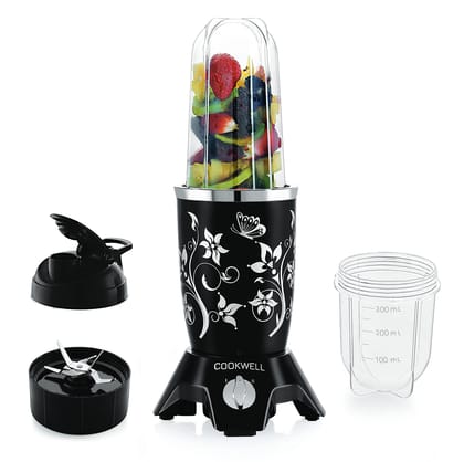Cookwell Bullet Mixer Grinder (2 Jars, 1 Blade, Black) - Copper, 600 Watts - 2 Year Warranty Cookwell Bullet Mixer Grinder (2 Jars, 1 Blade, Black) - Copper, 600 Watts - 2 Year Warranty - Black / 2 Jars, 1 Blade