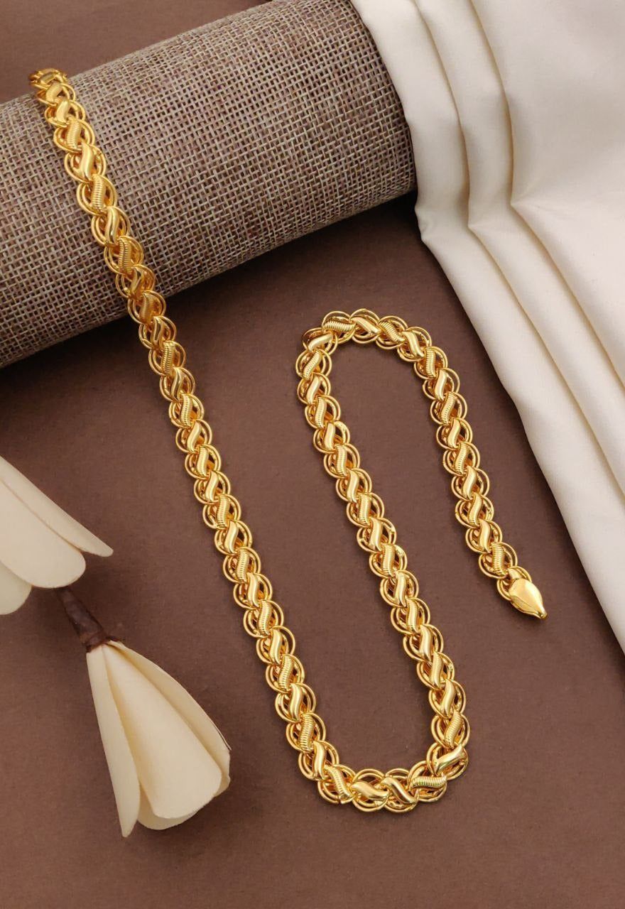 Gold-Plated Designer Rope Chain for Men