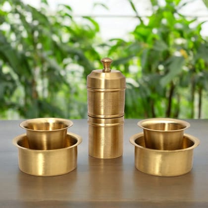 Brass Tumbler- Dabara set with coffee filter (2 Dabara set and 1 coffee filter) Brass Tumbler- Dabara set with coffee filter (2 Dabara set and 1 coffee filter)