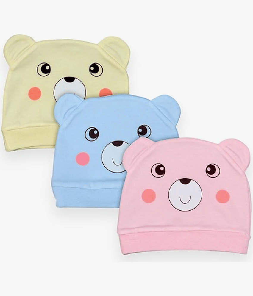 HONOR YOUR HOME Pack of 3 Unisex for Baby Caps ( Multicolor )