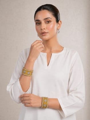 Gold Floral Pearl Embellished Thread Bangles Gold Floral Pearl Embellished Thread Bangles