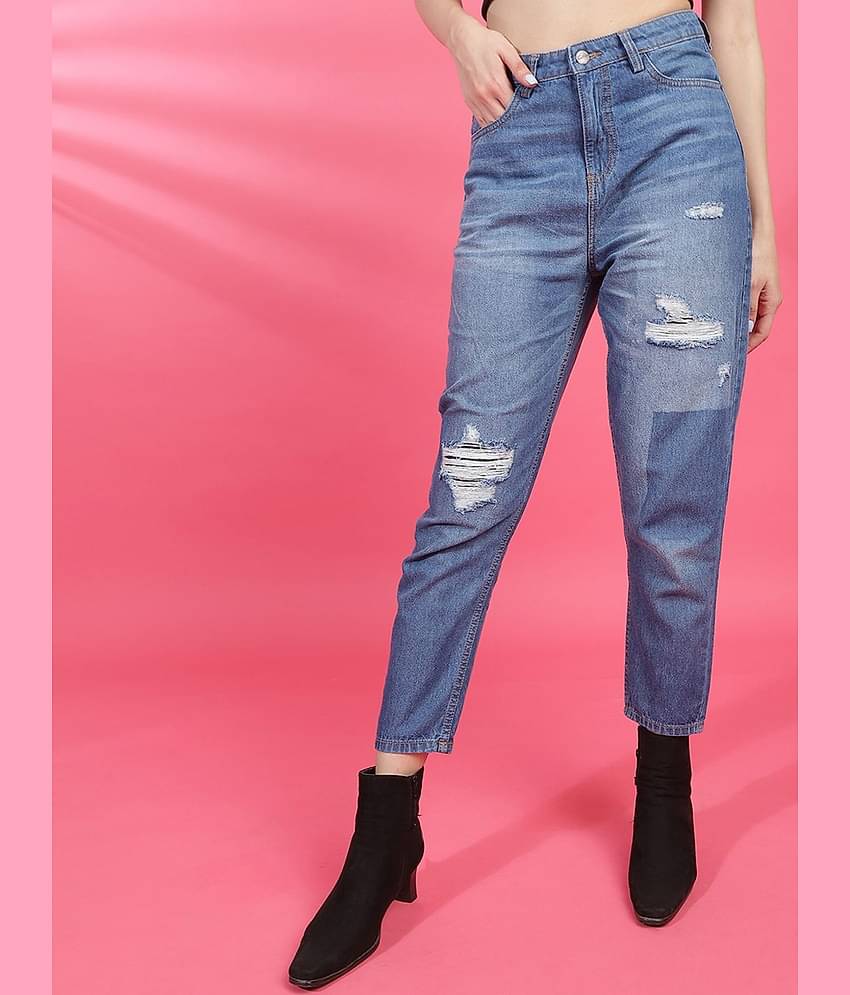 Freehand - Blue Cotton Mom Fit Women's Jeans ( Pack of 1 )