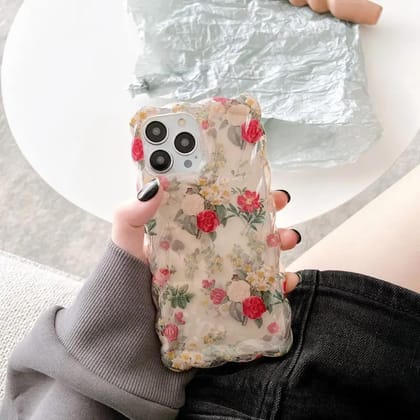 Retro Cute Floral Spiral Border Transparent Soft Case-iPhone 14 Pro Max