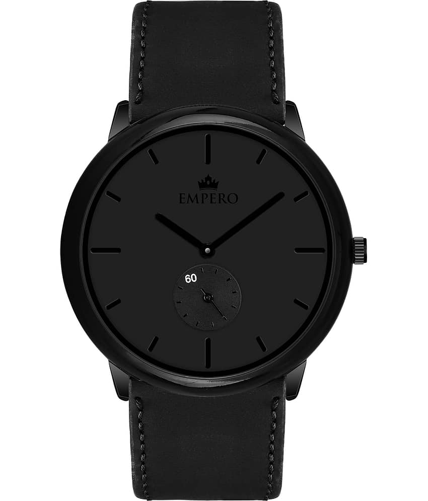 EMPERO Black Leather Chronograph Men's Watch