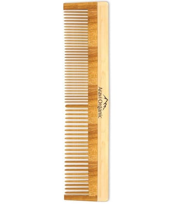 Aravi Organic Handmade Wooden Neem Comb For Hair Growth and Hair Fall Control - 1 Piece