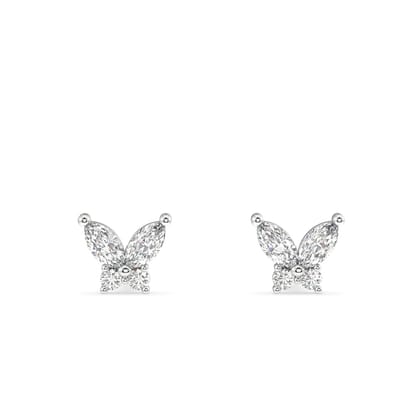 Zirconia Butterfly Stud Earring-Rhodium plated