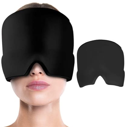 Ezyfit 058 Migraine and Headache Cold Pack Head Relief Cap for Tension Headache, Puffy Eyes, Sinus Headache and Stress Relief Gel Cold Compress, Black - Single Layer