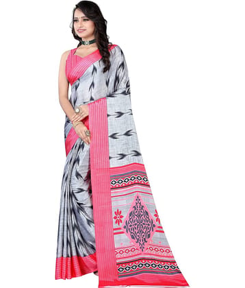LEELAVATI Crepe Printed Saree With Unstitched Blouse Piece ( Multicolor )