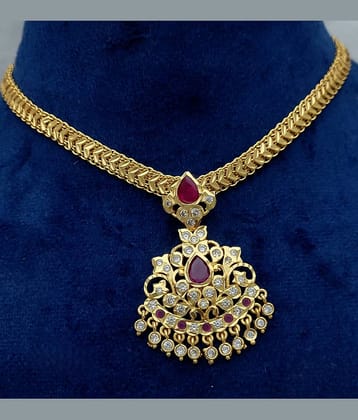 ROFARWORD Gold Brass Necklace Set ( Pack of 1 )
