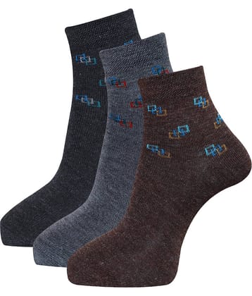 Socks - Woollen Men's Printed Multicolor Mid Length Socks ( Pack of 3 )