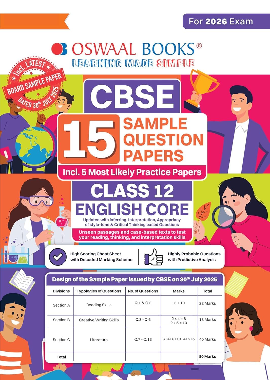 Oswaal CBSE 15 SAMPLE Question Paper English Core Class 12 FOR MARCH 2026 EXAMINTATION WITH LATEST TREND OF QUESTIONS [Paperback] oswaal