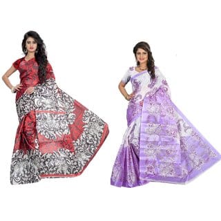 SVB Saree Multicolour Taffeta Silk Saree Without Blouse Piece