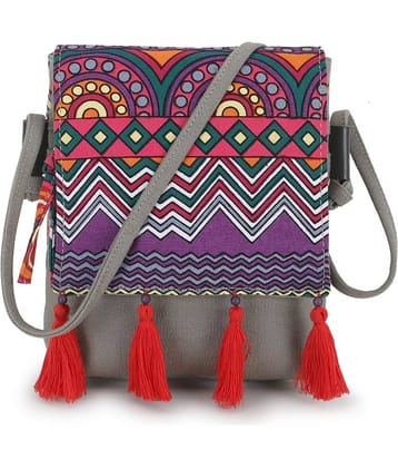 Anekaant Sling Bag Fabric Set of 1 ( Light Grey )