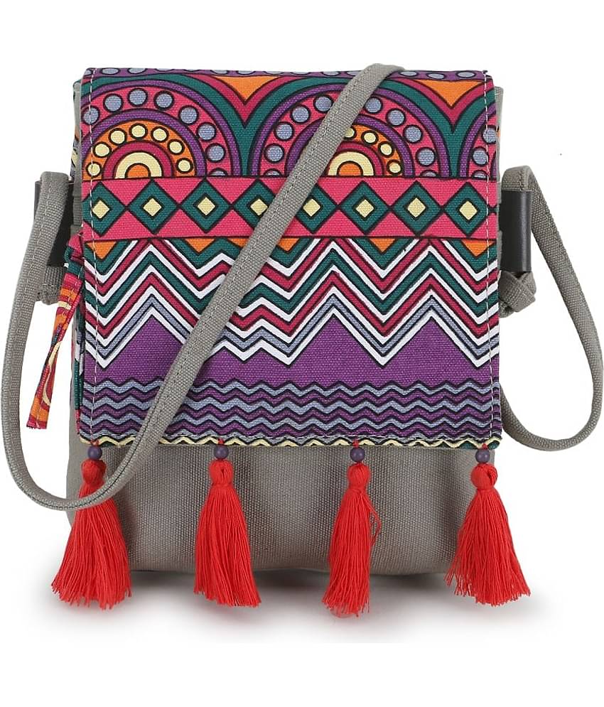 Anekaant Sling Bag Fabric Set of 1 ( Light Grey )