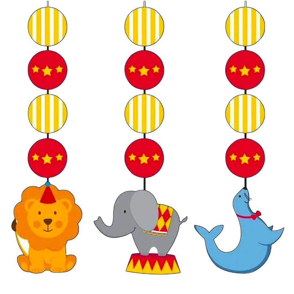 Circus Time Cutout w/Circus Animal Dangling Cutouts Hanging Decoration - 3PC - Party and Festive Needs | Buy online on ZillyBuy