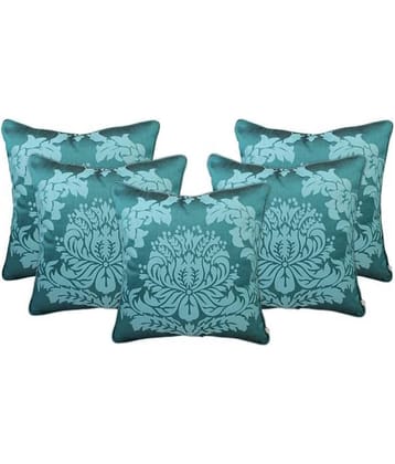 Zubix Green & White Polyester Cushion Covers Set Of 5