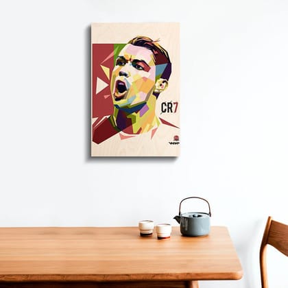 Cristiano Ronaldo WPAP Wood Print-12x8 Inch